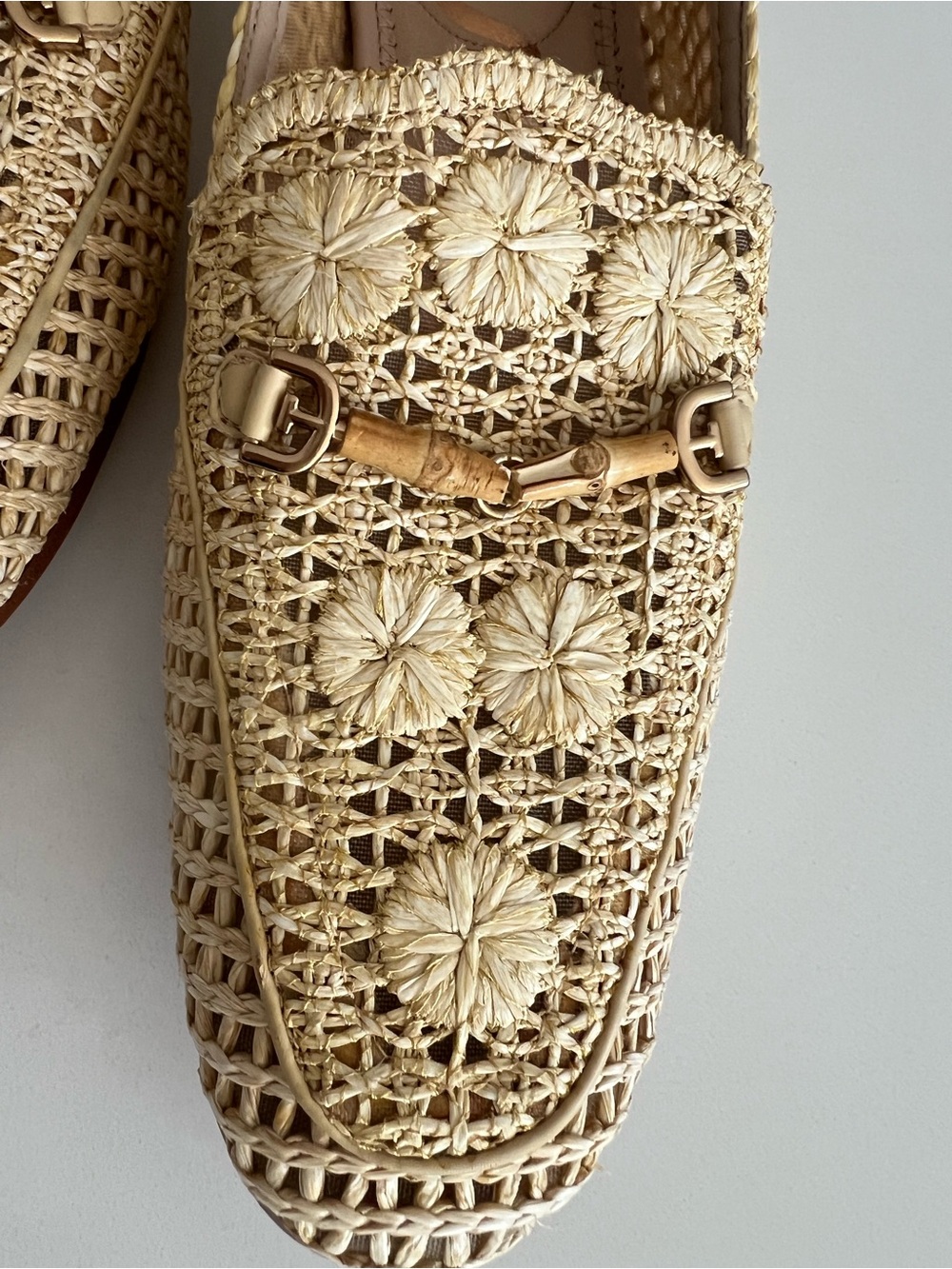 Sam Edelman Natural Raffia Floral Bit Loafers - Picture 5 of 8